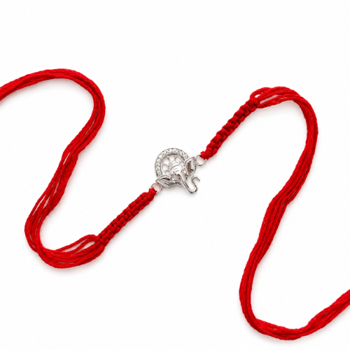 Divine Lord Ganesha Halo 925 Sterling Silver Rakhi for Brother – Premium Designer Rakhi