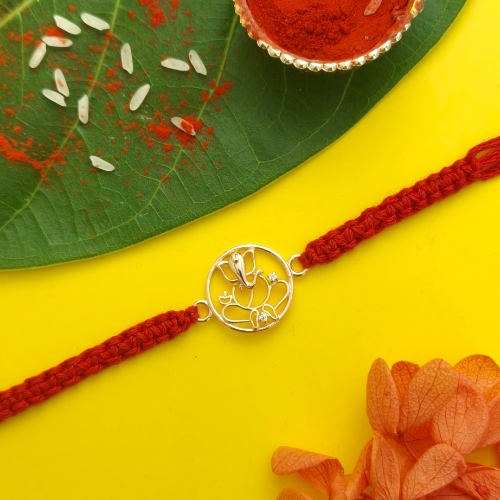 Ganpati Blessings 925 Sterling Silver Rakhi – Premium Designer Rakhi