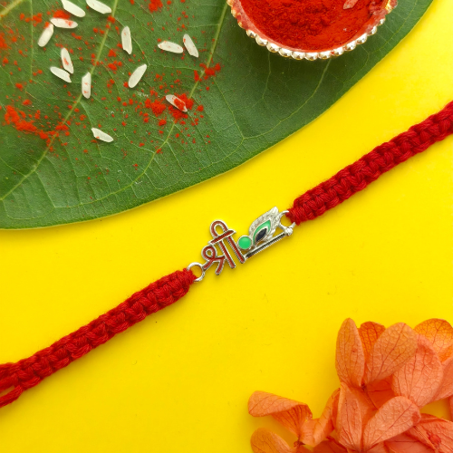 Sacred Shree Morpankh 925 Sterling Silver Rakhi for Brother