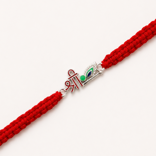 Sacred Shree Morpankh 925 Sterling Silver Rakhi for Brother