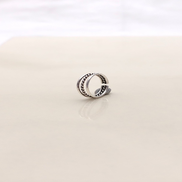 Twisted Double-Band Toe Ring – 925 Sterling Silver Layered Rope-Texture Adjustable Bichiya