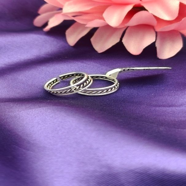 Twisted Double-Band Toe Ring – 925 Sterling Silver Layered Rope-Texture Adjustable Bichiya