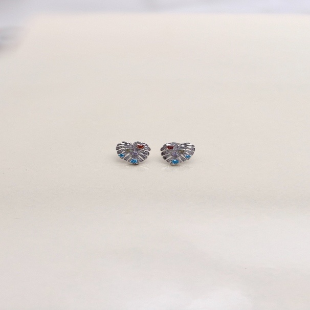 925 Sterling Silver Heart Radiance Stud Earrings