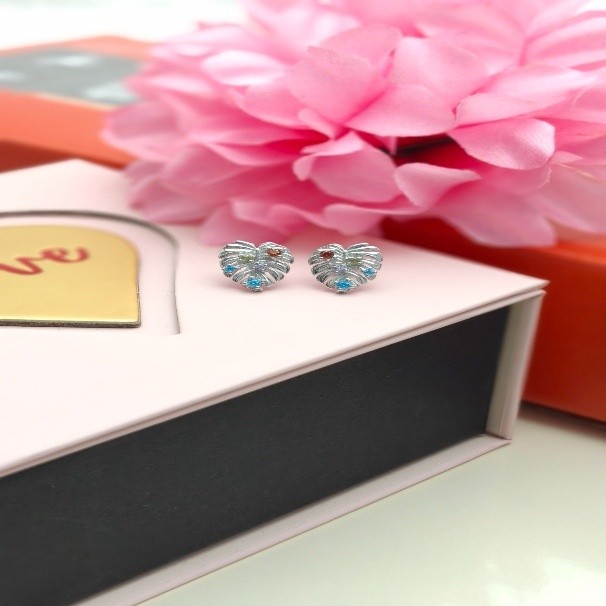 925 Sterling Silver Heart Radiance Stud Earrings