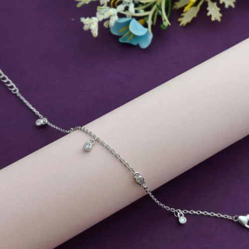 Minimal CZ Station 925 Sterling Silver Bhabhi Rakhi Bracelet for Bhabhi – Premium Designer Rakhi