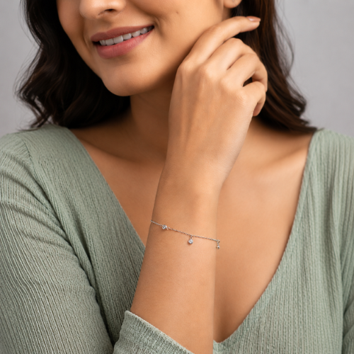 Minimal CZ Station 925 Sterling Silver Bhabhi Rakhi Bracelet for Bhabhi – Premium Designer Rakhi