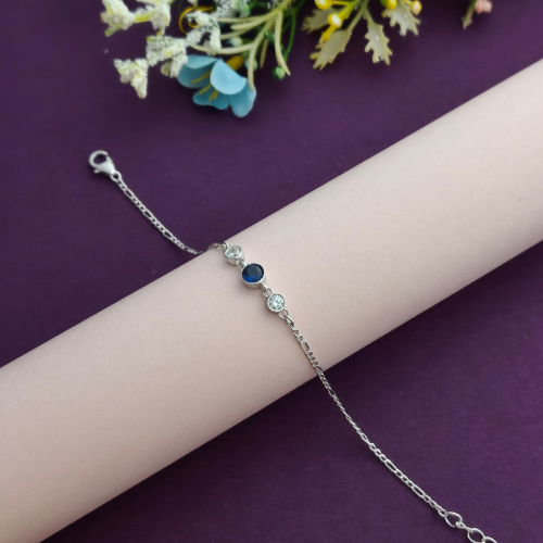 Royal Blue Solitaire 925 Sterling Silver Bhabhi Rakhi Bracelet