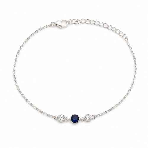 Royal Blue Solitaire 925 Sterling Silver Bhabhi Rakhi Bracelet