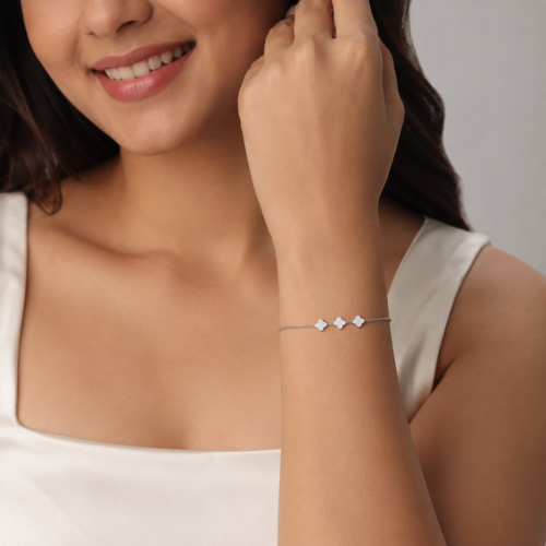 Triple Quatrefoil 925 Sterling Silver Bhabhi Rakhi Bracelet – Premium Designer Rakhi