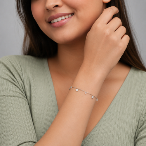 Dangling Quatrefoil 925 Sterling Silver Bhabhi Rakhi Bracelet – Premium Designer Rakhi