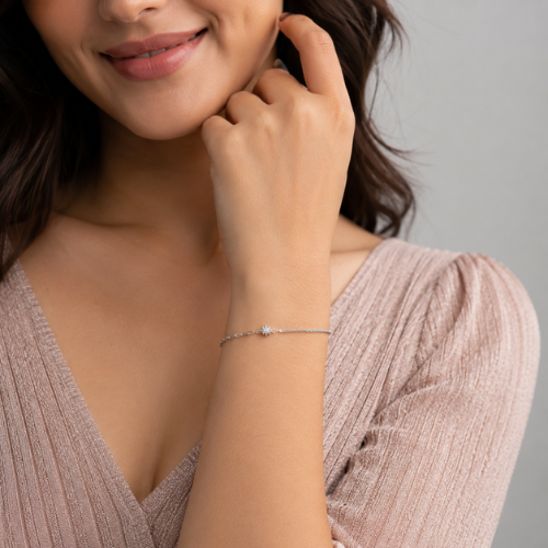 Everyday Solitaire Flower Bracelet Rakhi