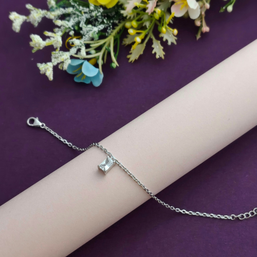 Princess Cut Solitaire CZ 925 Sterling Silver Bhabhi Rakhi Bracelet – Premium Designer Rakhi