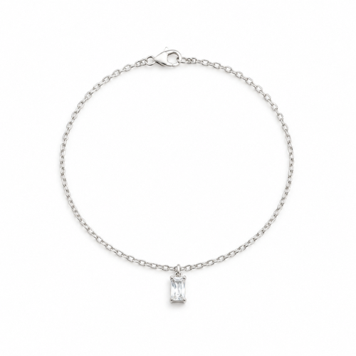 Princess Cut Solitaire CZ 925 Sterling Silver Bhabhi Rakhi Bracelet – Premium Designer Rakhi