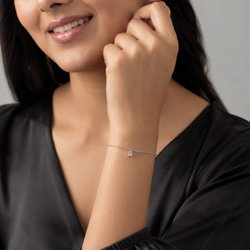 Princess Cut Solitaire CZ 925 Sterling Silver Bhabhi Rakhi Bracelet – Premium Designer Rakhi