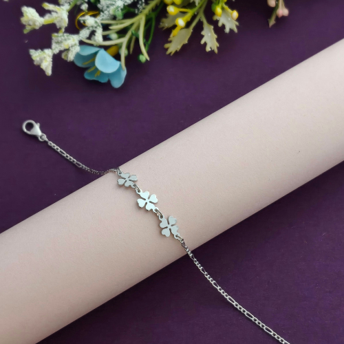Lucky Triple Clover 925 Sterling Silver Bhabhi Rakhi Bracelet