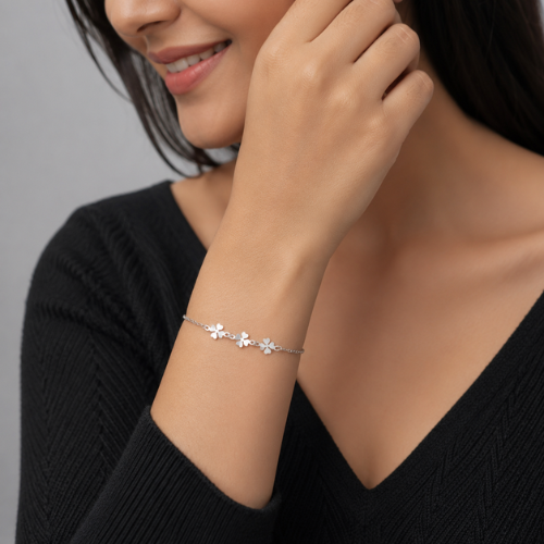 Royal Blue Solitaire 925 Sterling Silver Bhabhi Rakhi Bracelet