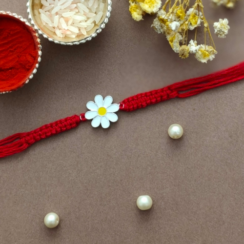 Cute Daisy Flower 925 Sterling Silver Kids Rakhi for Brother/sister – Premium Designer Rakhi