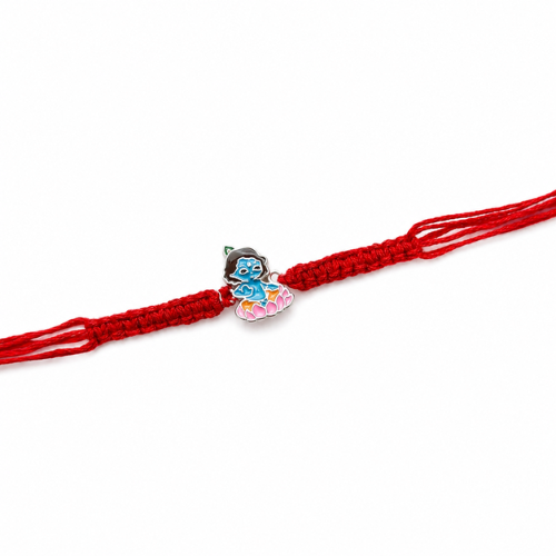 Cute Bal Krishna Lotus Enamel 925 Sterling Silver Kids Rakhi for Brother – Premium Designer Rakhi  Alternative Product Names