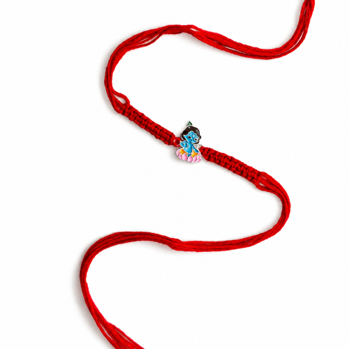 Cute Bal Krishna Lotus Enamel 925 Sterling Silver Kids Rakhi for Brother – Premium Designer Rakhi  Alternative Product Names