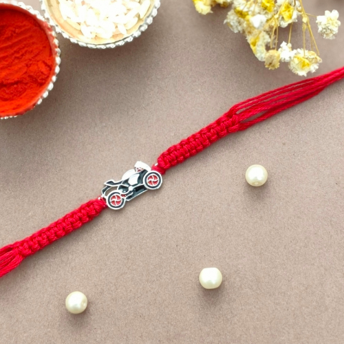Racing Bike 925 Sterling Silver Kids Rakhi-handcrafted rakhi