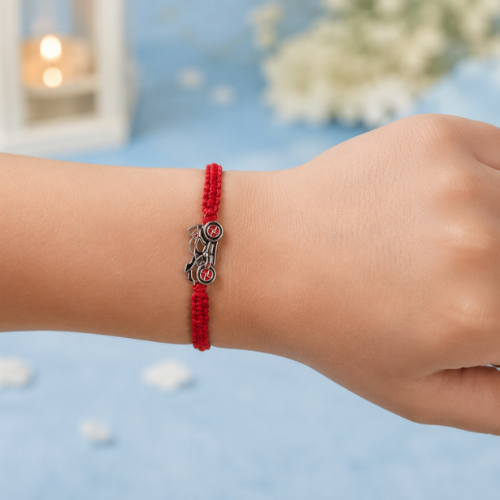 Racing Bike 925 Sterling Silver Kids Rakhi-handcrafted rakhi
