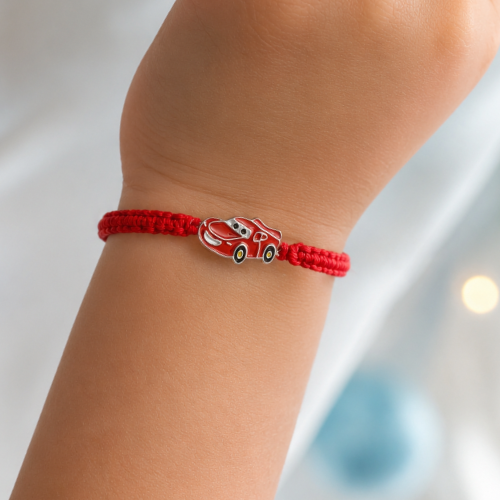Racing Car Charm 925 Sterling Silver Rakhi