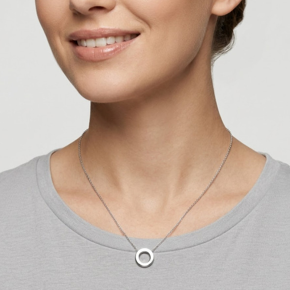 Minimalist Halo Disc Slider Necklace – 92.5 Sterling Silver Dainty Chain with High-Polish Open Circle Pendant