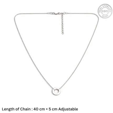Minimalist Halo Disc Slider Necklace – 92.5 Sterling Silver Dainty Chain with High-Polish Open Circle Pendant